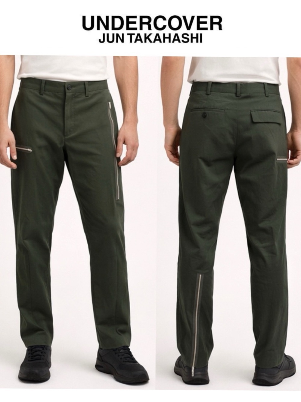 NWT Undercover Jun Takahashi Khaki Green Multi-Zip Trousers UC1C4501-2 Size 3 32